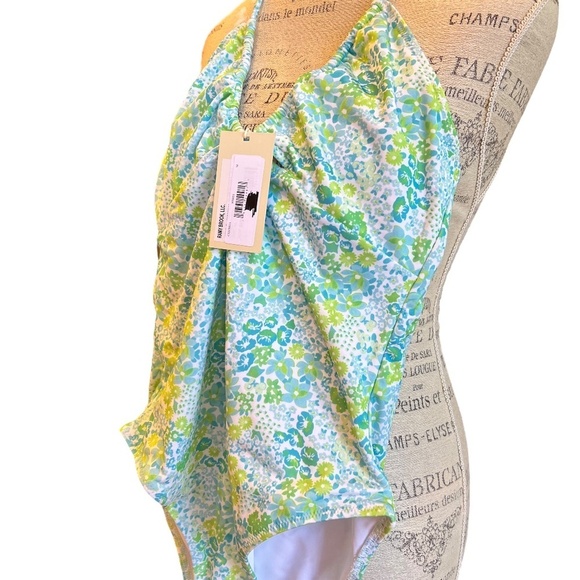 RAMY BROOK Women's Floral Halter One Piece Swimsuit In White Combo M NWT - Picture 4 of 6